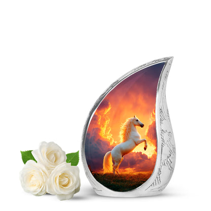 Personalized Red Sovereign Horse Cremation Urns for Human Ashes - 10-inch, 200 cu in - Yatskia
