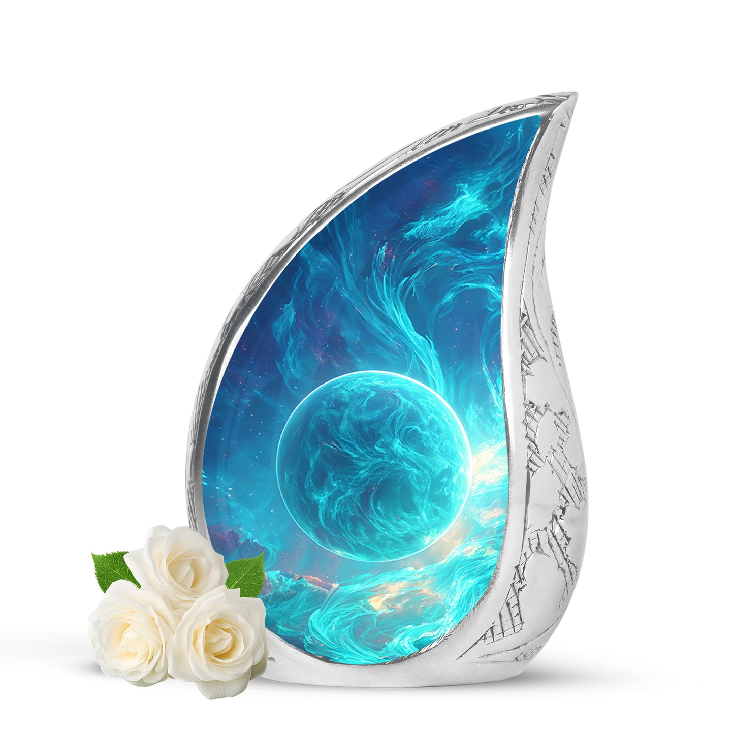 Radiant Galaxy Memorial Cremation Urns - Blue 10-inch, 200 cu in - Yatskia
