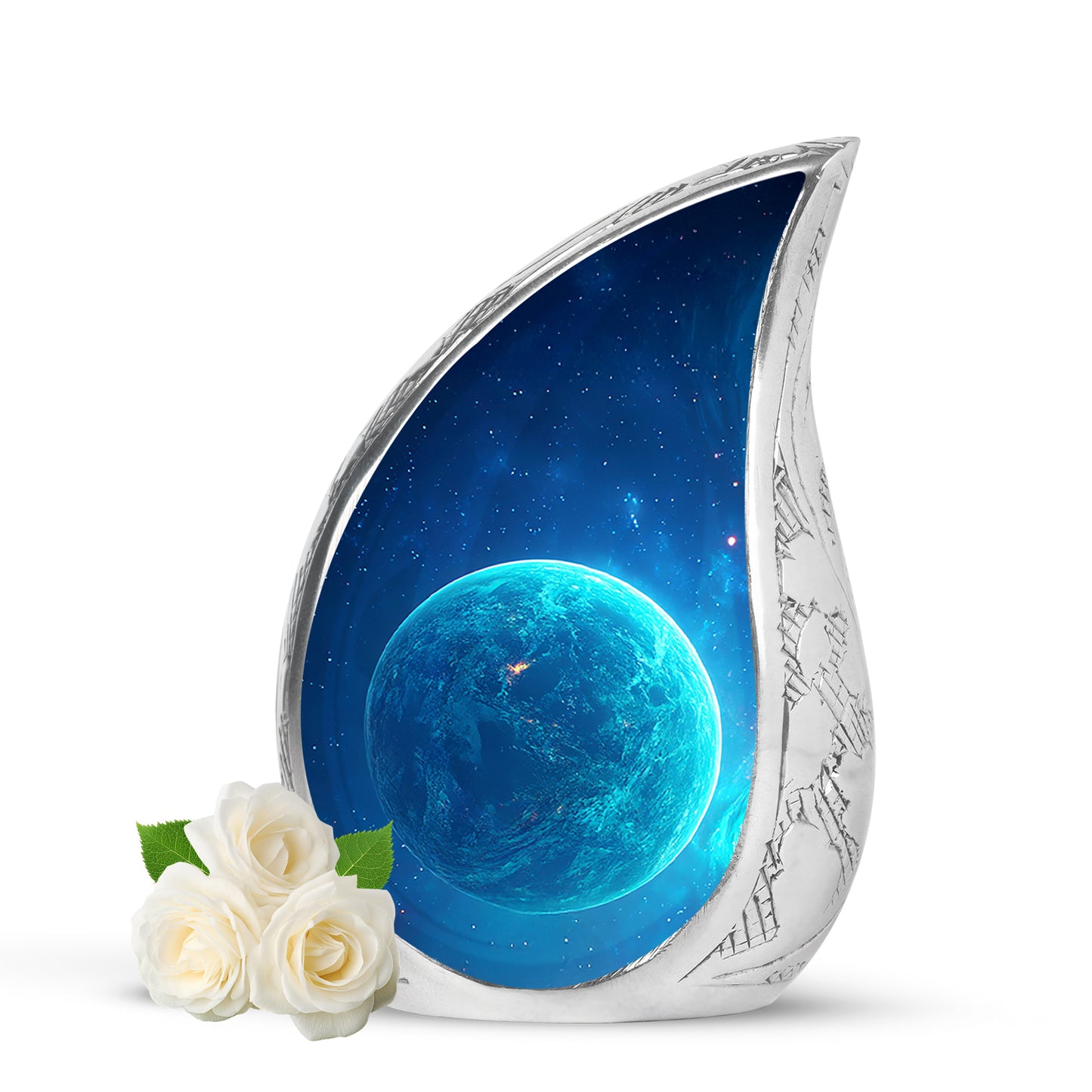 Personalized Refined Galaxy Cremation Urns - Blue 10-inch, 200 cu in - Yatskia