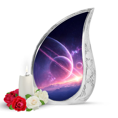 Blue Resounding Galaxy Memorial Urn for Ashes - 10-inch, 200 cu in - Yatskia