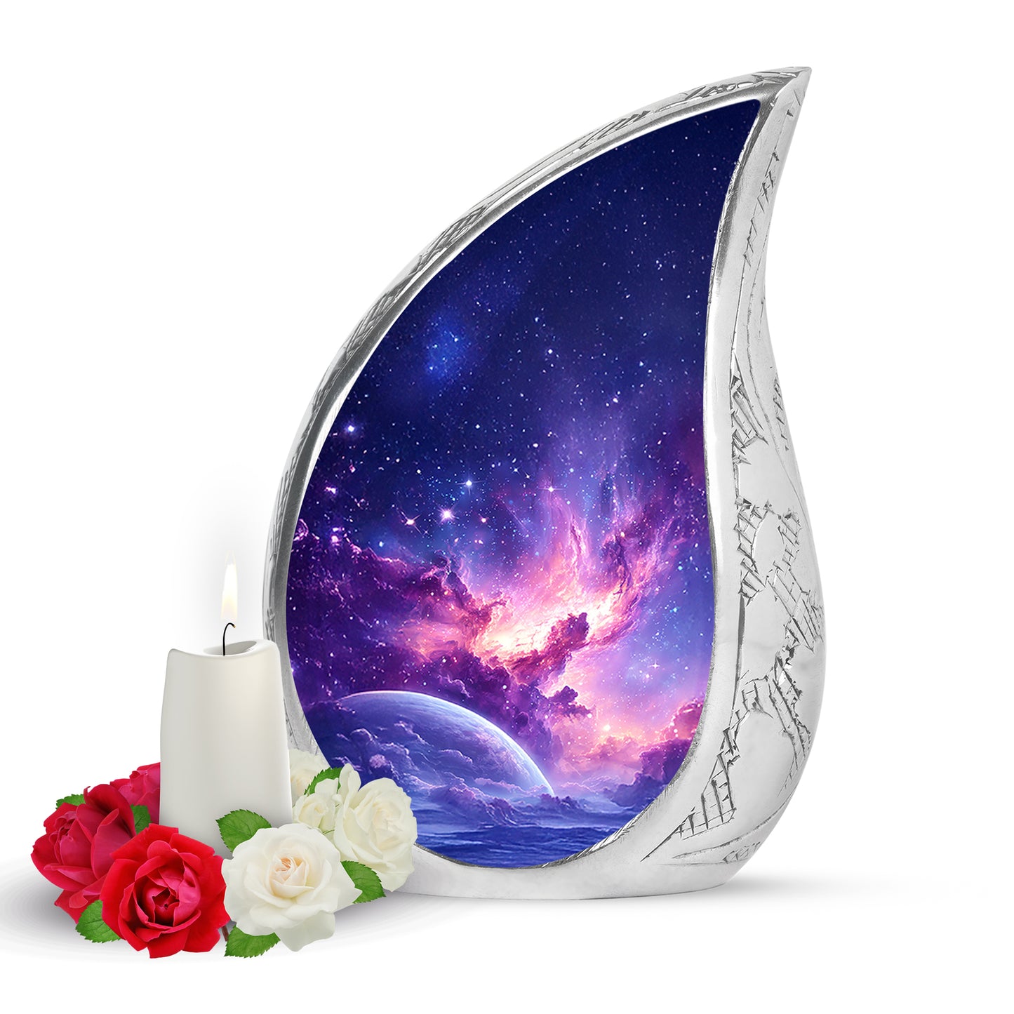 Timeless Blue Galaxy Cremation Urn for Ashes - 10-inch, 200 cu in - Yatskia