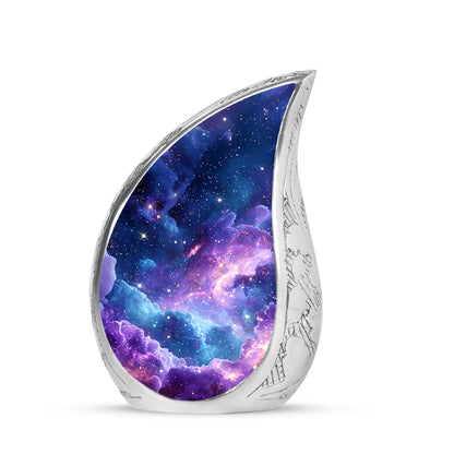 Personalized Blue Cherished Galaxy Cremation Urns for Human Ashes - 10-inch, 200 cu in - Yatskia