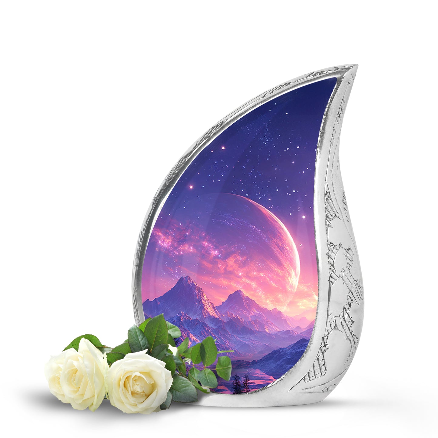 Blue Venerable Galaxy Cremation Urns for Human Ashes - 10-inch, 200 cu in - Yatskia