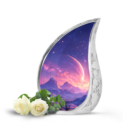 Blue Venerable Galaxy Cremation Urns for Human Ashes - 10-inch, 200 cu in - Yatskia