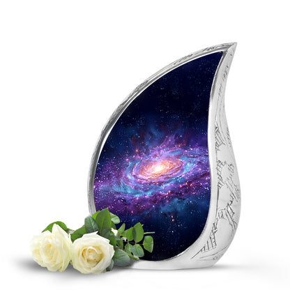 Personalized Blue Heavenly Galaxy Cremation Urns for Human Ashes - 10-inch, 200 cu in - Yatskia