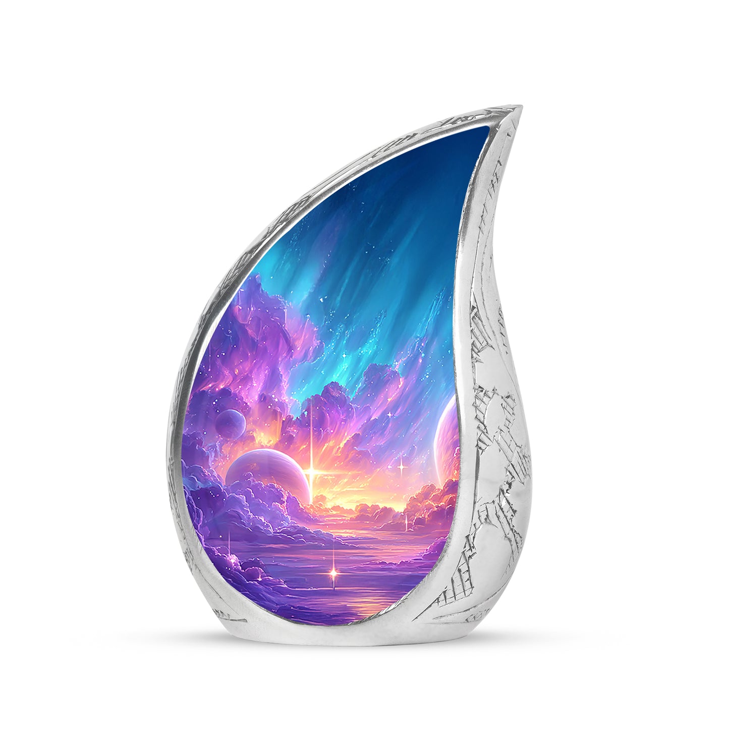 Purple Galaxy Cremation Urns - Glorious Sentinel 10-inch, 200 cu in - Yatskia