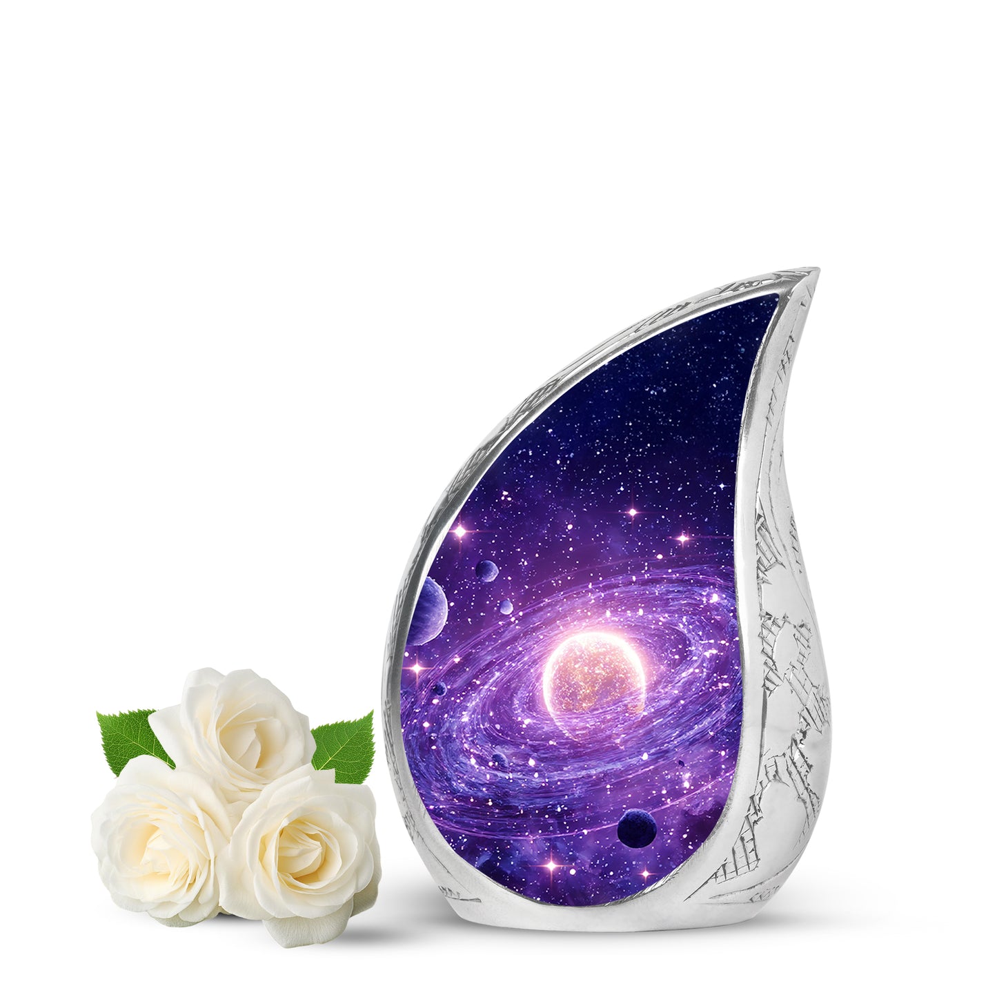 Purple Galaxy Commemoration Cremation Urns for Human Ashes - 10-inch, 200 cu in - Yatskia