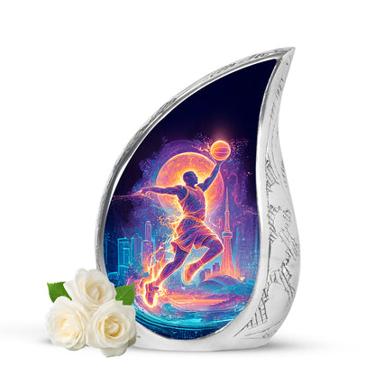Personalized Black Basketball Cremation Urns for Ashes - Peaceful 10-inch - Yatskia