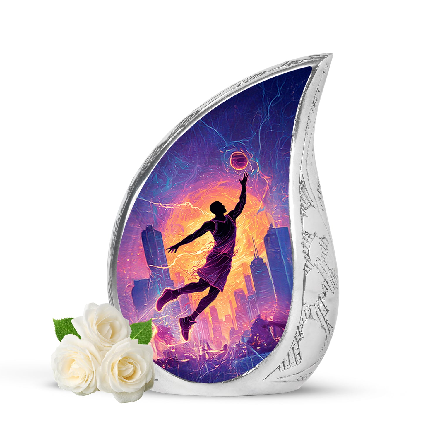 Black Basketball Cremation Urns - Opulent Remembrance 10-inch, 200 cu in - Yatskia
