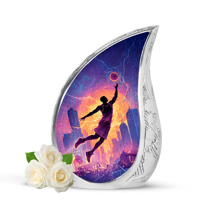 Black Basketball Cremation Urns - Opulent Remembrance 10-inch, 200 cu in - Yatskia
