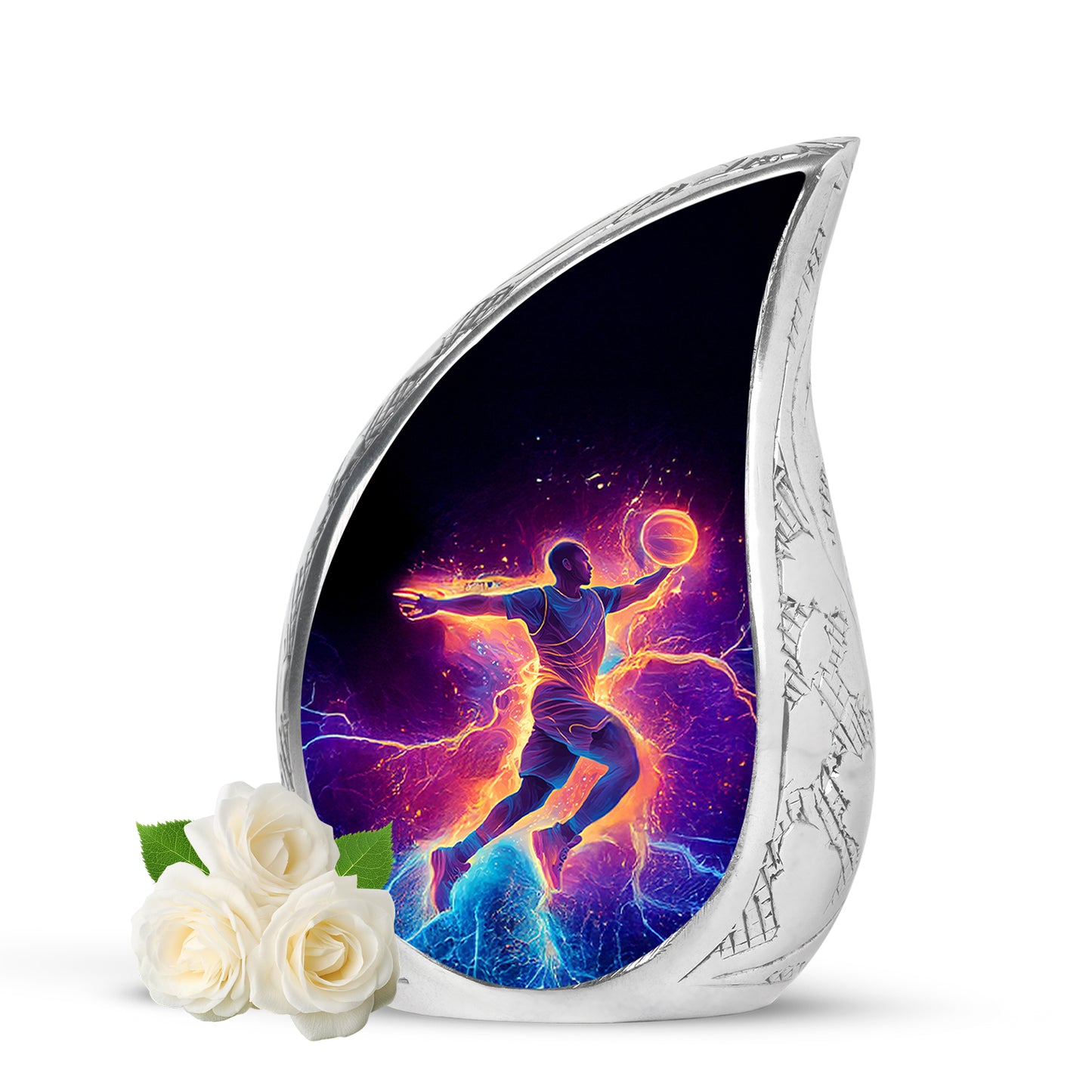 Black Treasured Basketball Cremation Urns for Human Ashes - 10-inch, 200 cu in - Yatskia