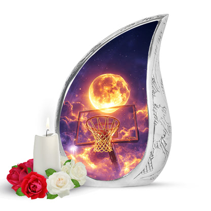 Personalized Magnificent Basketball Cremation Urns - Blue 10-inch, 200 cu in - Yatskia