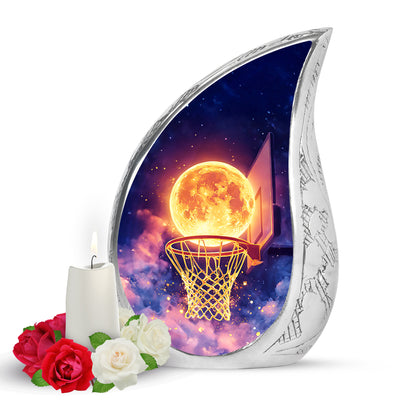 Radiant Basketball Memorial Cremation Urns - Blue 10-inch, 200 cu in - Yatskia