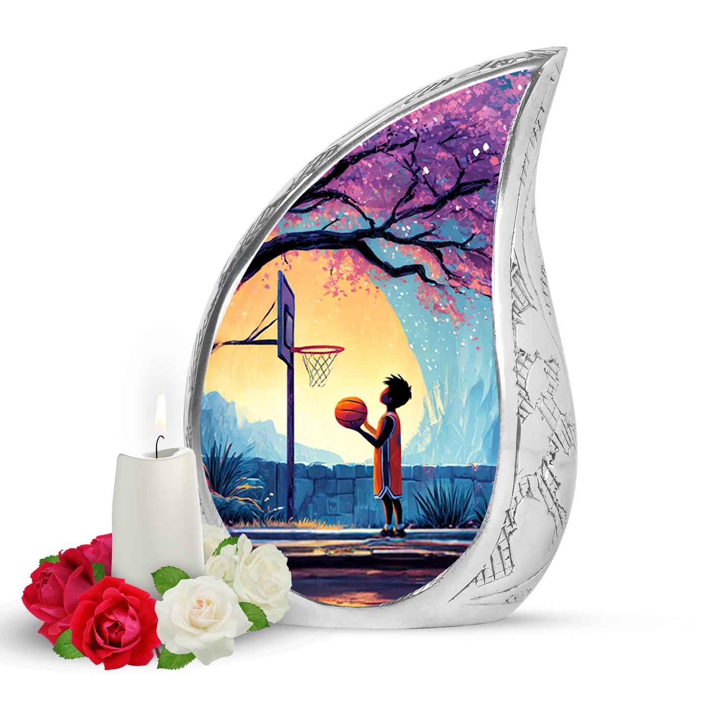 Personalized Blue Basketball Cremation Urns for Ashes - Enchanting 10-inch - Yatskia