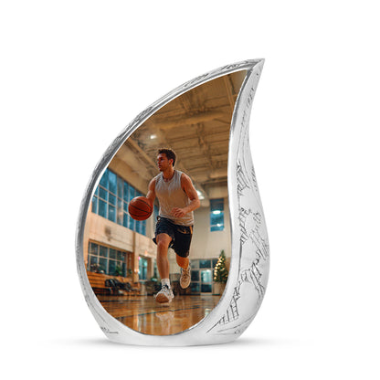 Personalized Gold Steadfast Basketball Cremation Urns for Human Ashes - 10-inch, 200 cu in - Yatskia