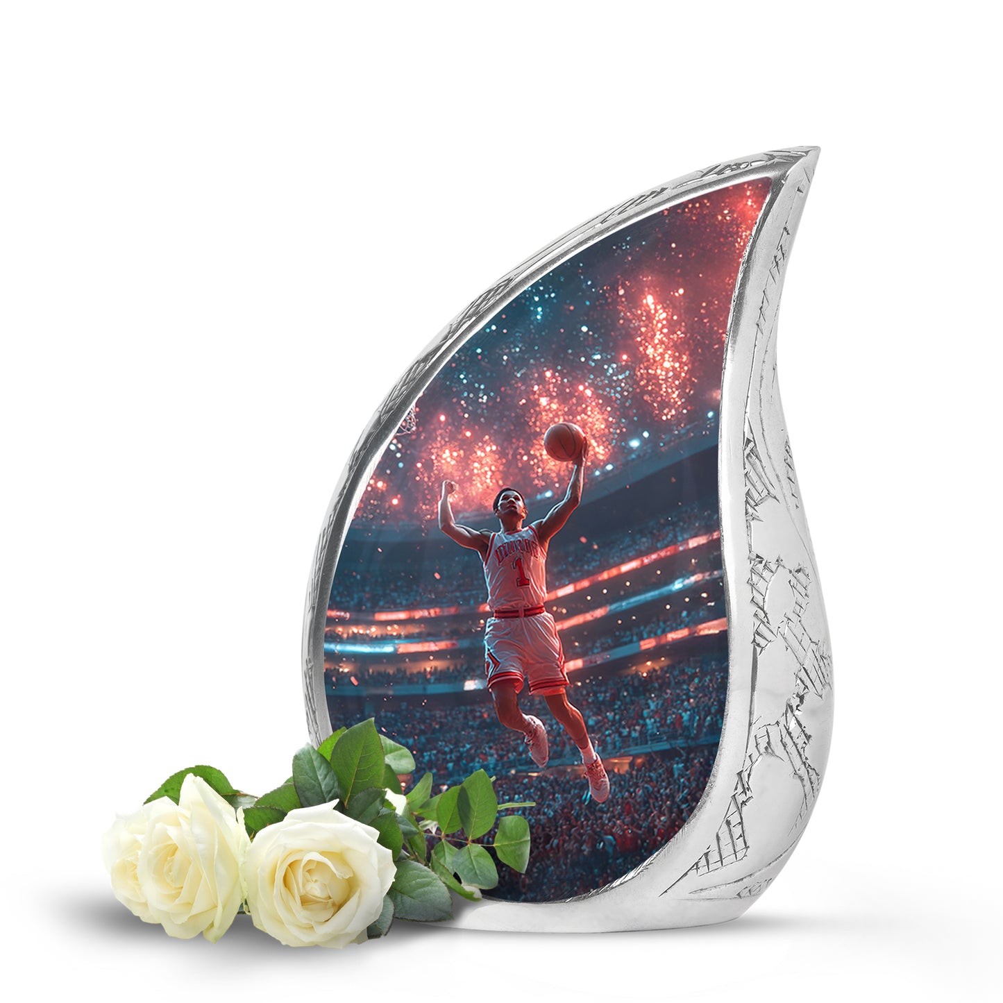 Personalized Basketball Cremation Urns - Pristine Blue 10-inch, 200 cu in - Yatskia