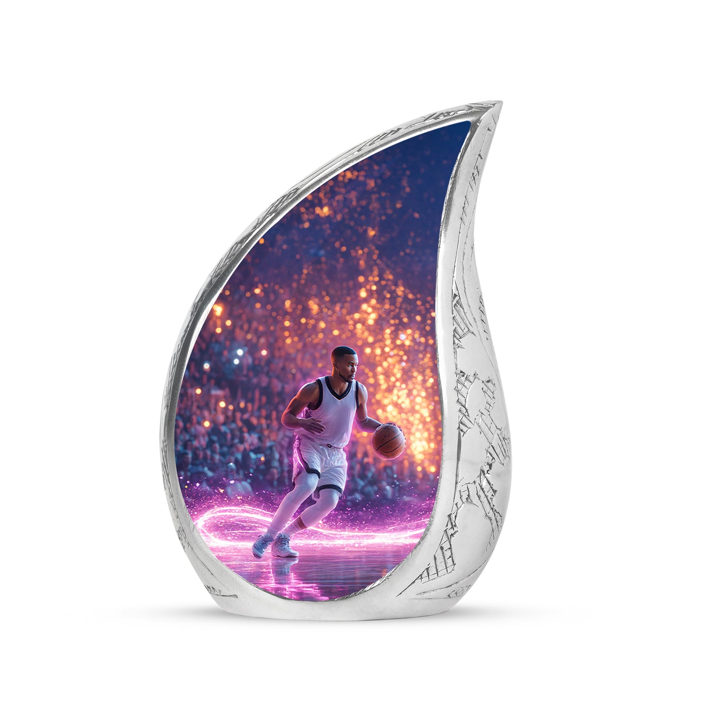 Stunning Blue Basketball Embrace Urn for Human Ashes - 10-inch, 200 cu in - Yatskia