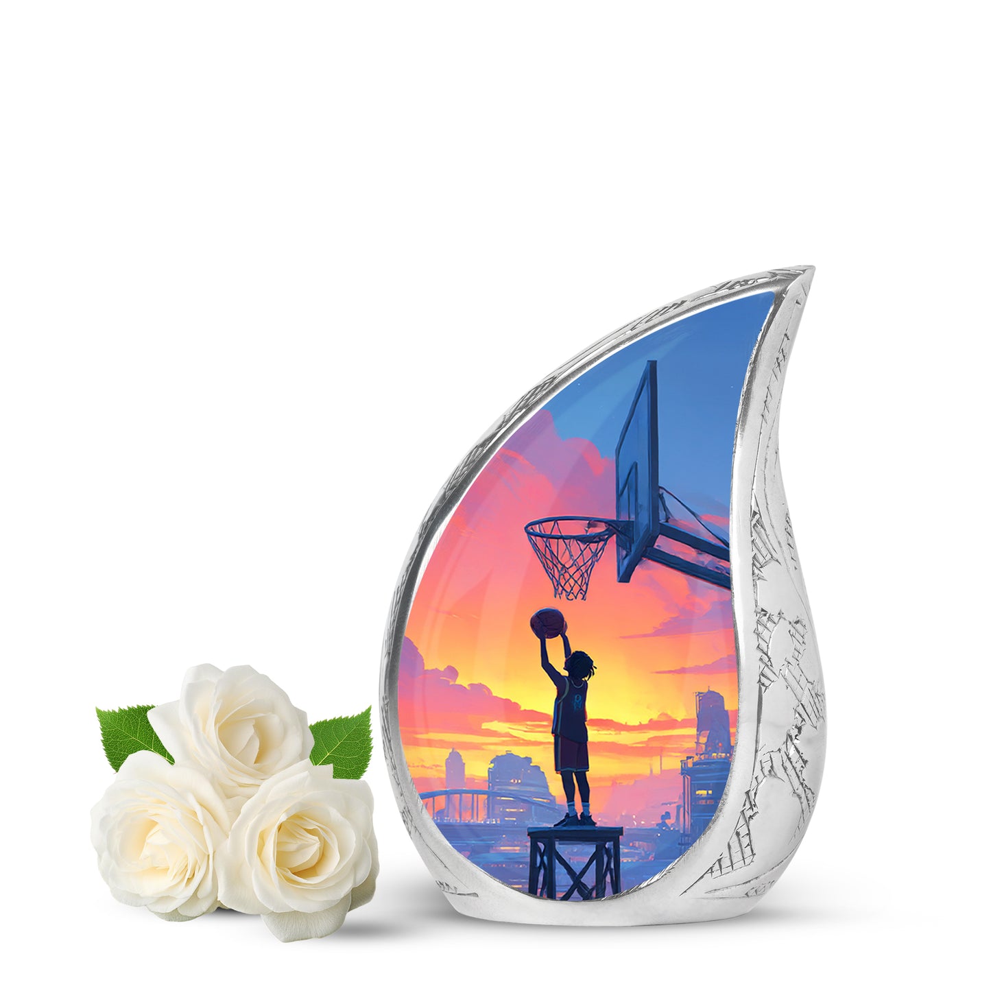 Distinguished Blue Basketball Cremation Urn for Ashes - 10-inch, 200 cu in - Yatskia