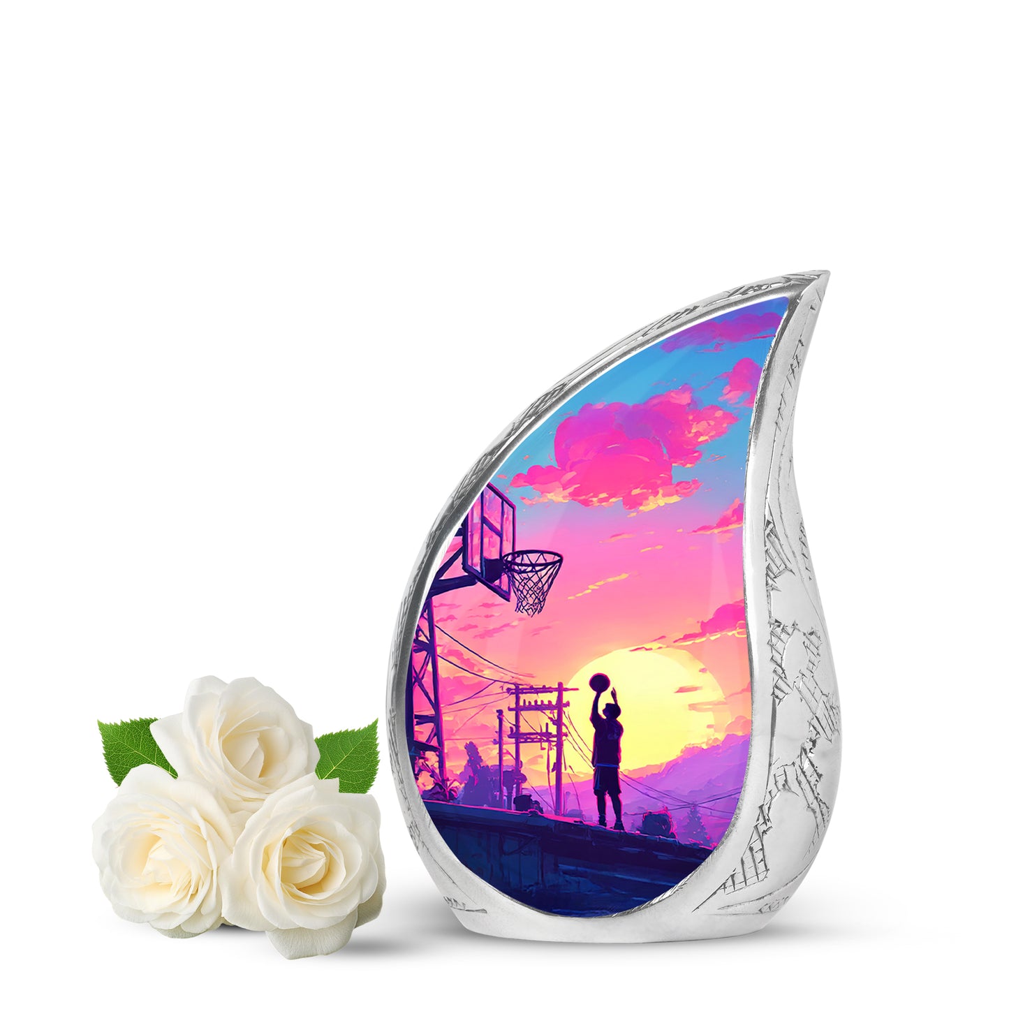Stunning Blue Basketball Sanctuary Urn for Human Ashes - 10-inch, 200 cu in - Yatskia