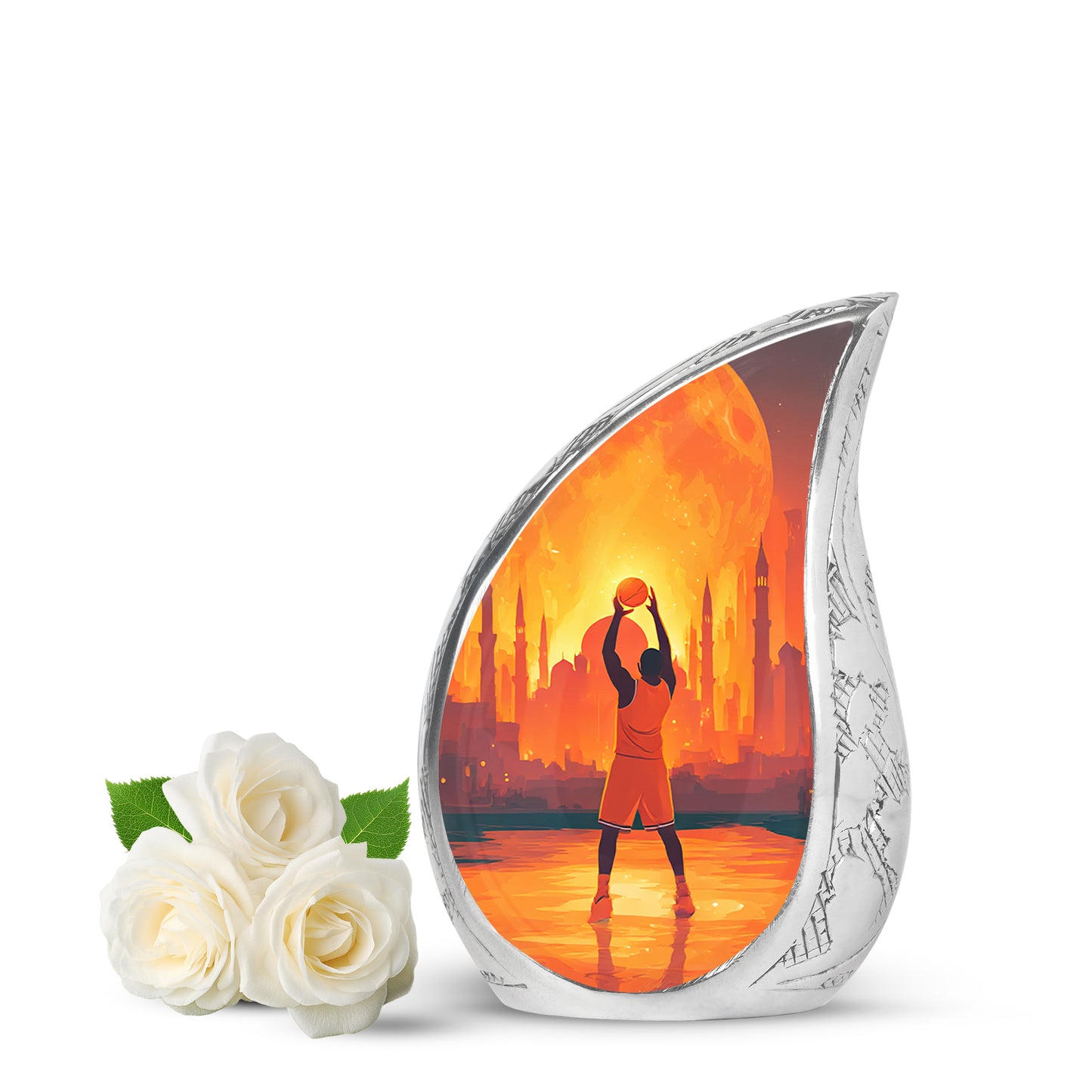 Red Venerable Basketball Cremation Urns for Human Ashes - 10-inch, 200 cu in - Yatskia