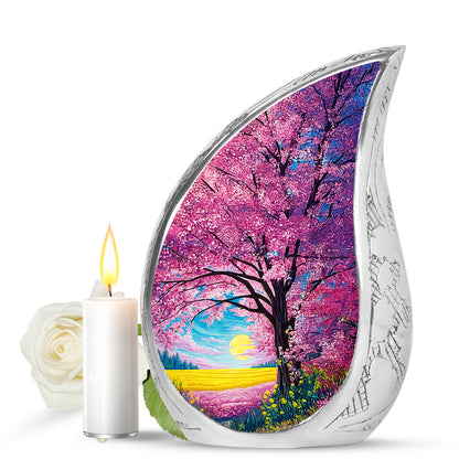 Personalized Elegant Cherry Blossom Cremation Urns - Pink 10-inch, 200 cu in - Yatskia