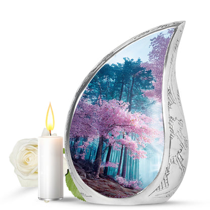 Personalized Magnificent Cherry Blossom Cremation Urns - Blue 10-inch, 200 cu in - Yatskia