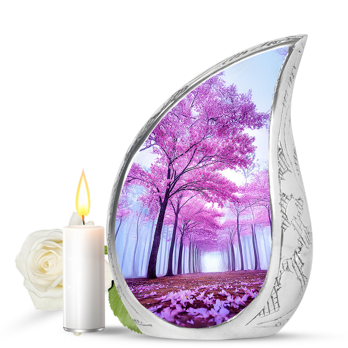Personalized Blue Sovereign Cherry Blossom Cremation Urns for Human Ashes - Yatskia