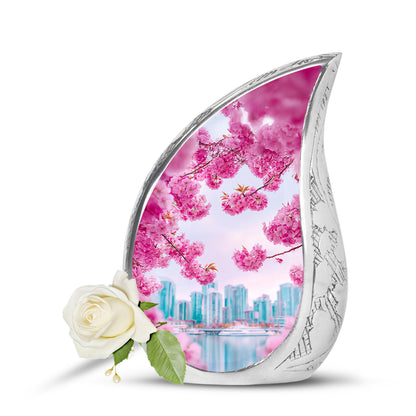 Pink Stately Cherry Blossom Cremation Urns for Human Ashes - Yatskia