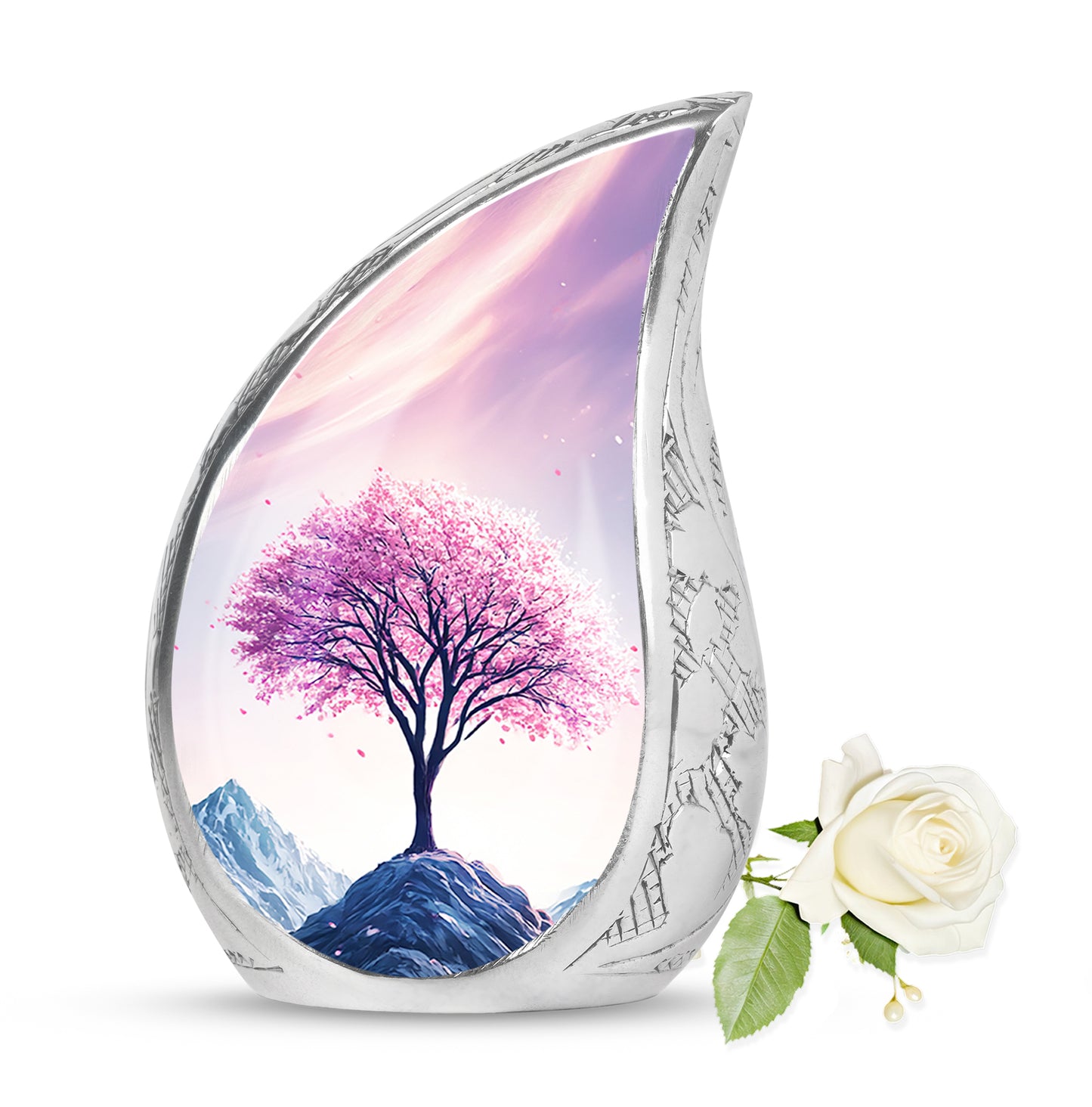 Pink Breathtaking Cherry Blossom Memorial Urn for Ashes - 10-inch, 200 cu in - Yatskia