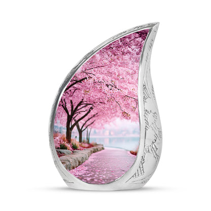 Personalized Pink Steadfast Cherry Blossom Cremation Urns for Human Ashes - Yatskia