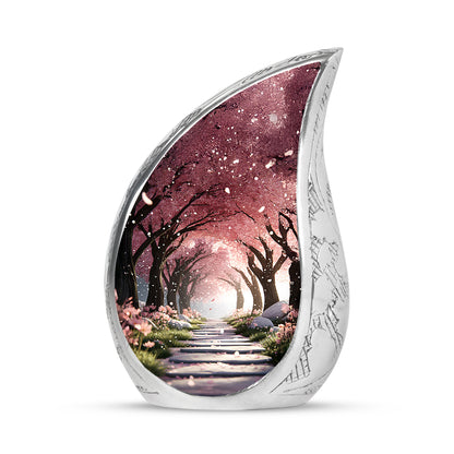 Ethereal Cherry Blossom Memorial Cremation Urns - Red 10-inch, 200 cu in - Yatskia