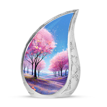 Personalized Blue Cherry Blossom Cremation Urns for Ashes - Enchanting 10-inch - Yatskia