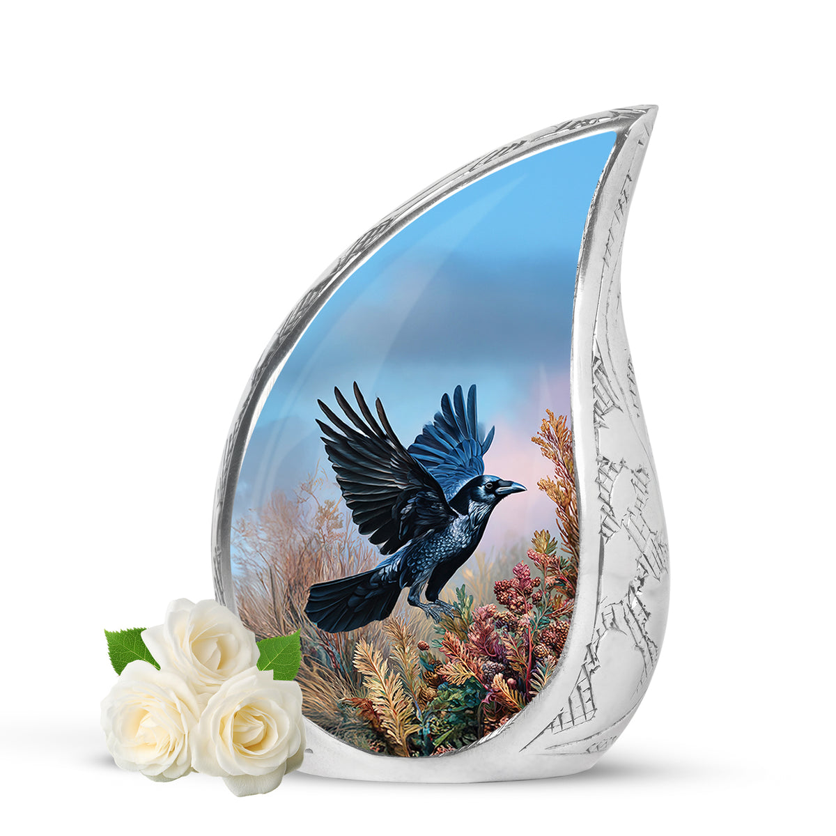 Illustrious Crow Memorial Cremation Urns - Blue - Yatskia