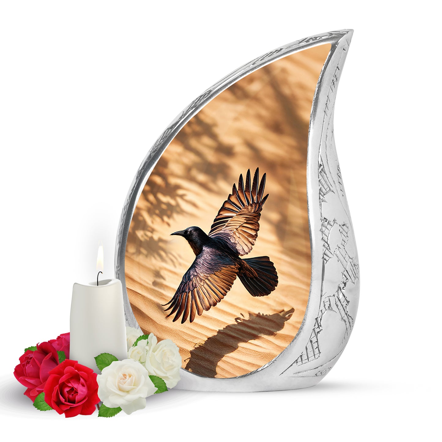 Hallowed Crow Cremation Urns for Human Ashes - Gold 10-inch - Yatskia