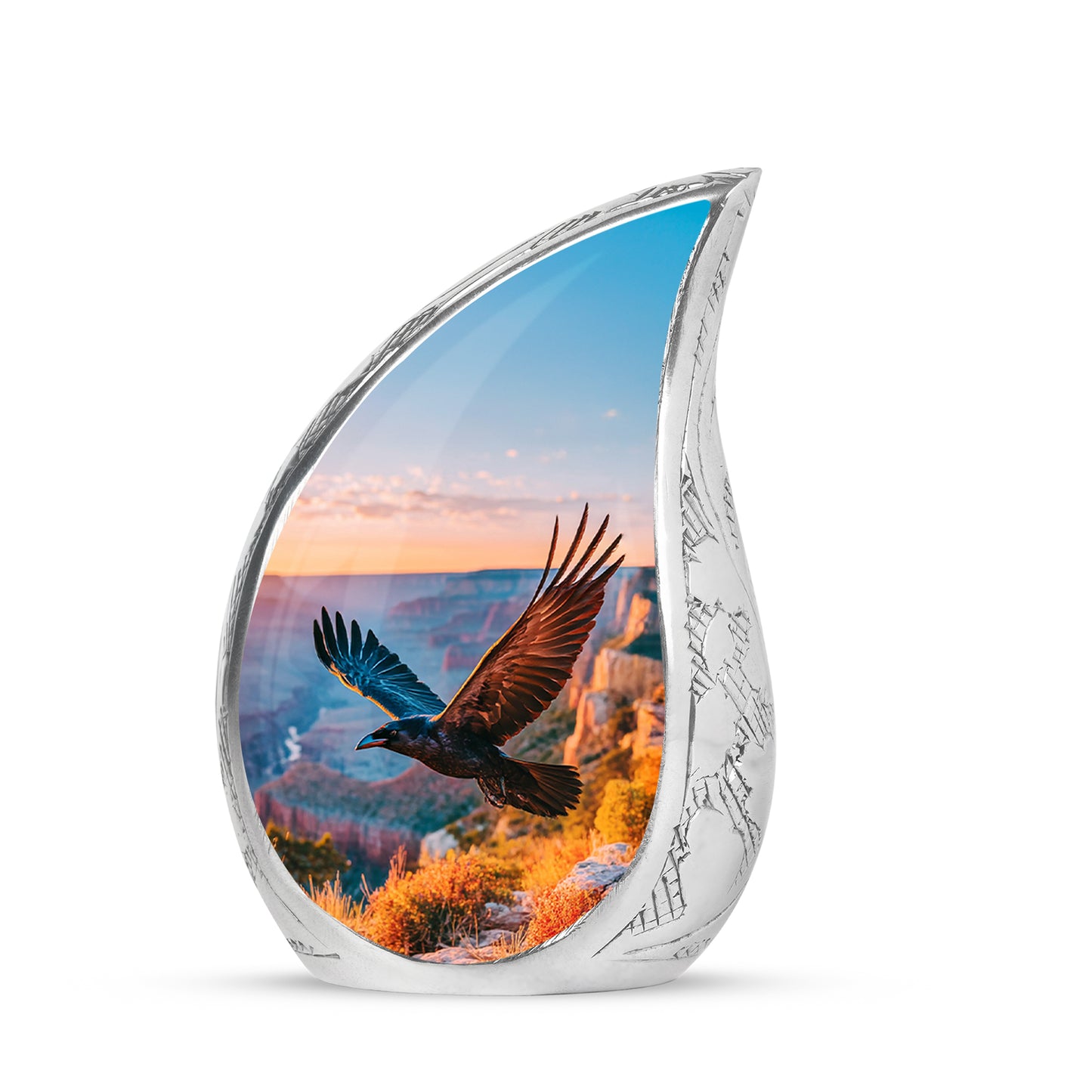 Personalized Blue Crow Cremation Urns for Ashes - Transcendent 10-inch - Yatskia