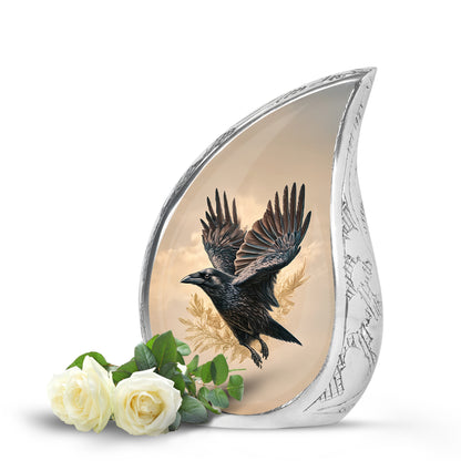 Personalized Refined Crow Cremation Urns - Gold 10-inch, 200 cu in - Yatskia
