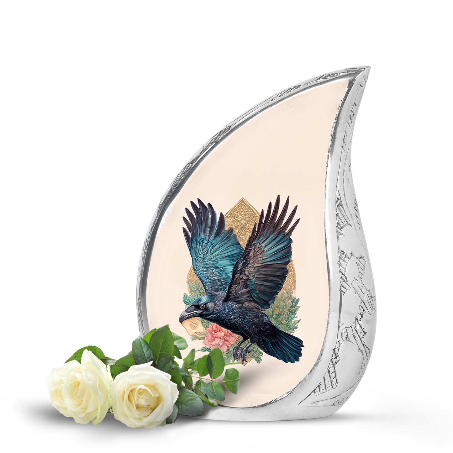 Hallowed Crow Cremation Urns for Human Ashes - Gold 10-inch - Yatskia