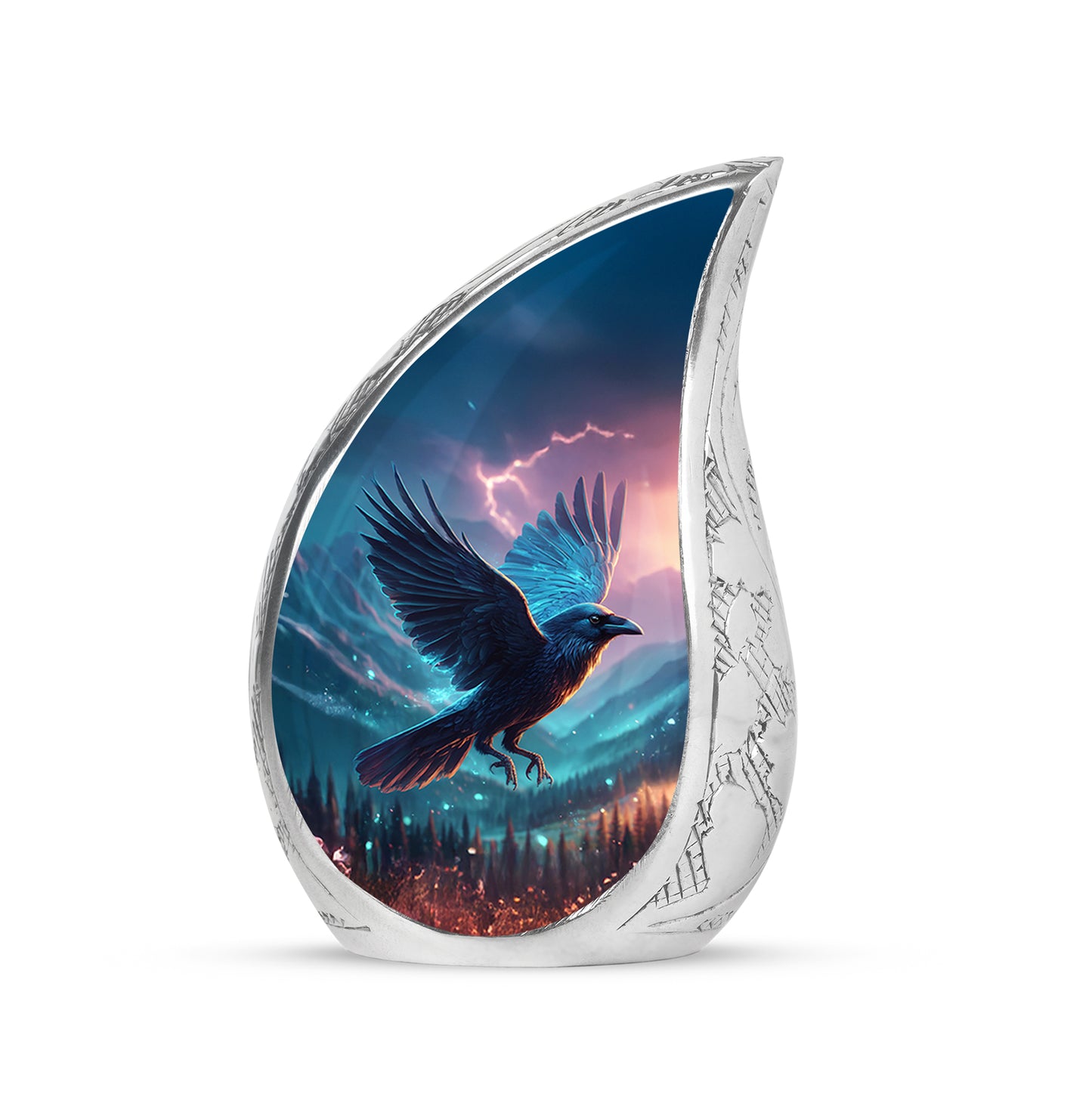 Blue Stately Crow Cremation Urns for Human Ashes - 10-inch, 200 cu in - Yatskia