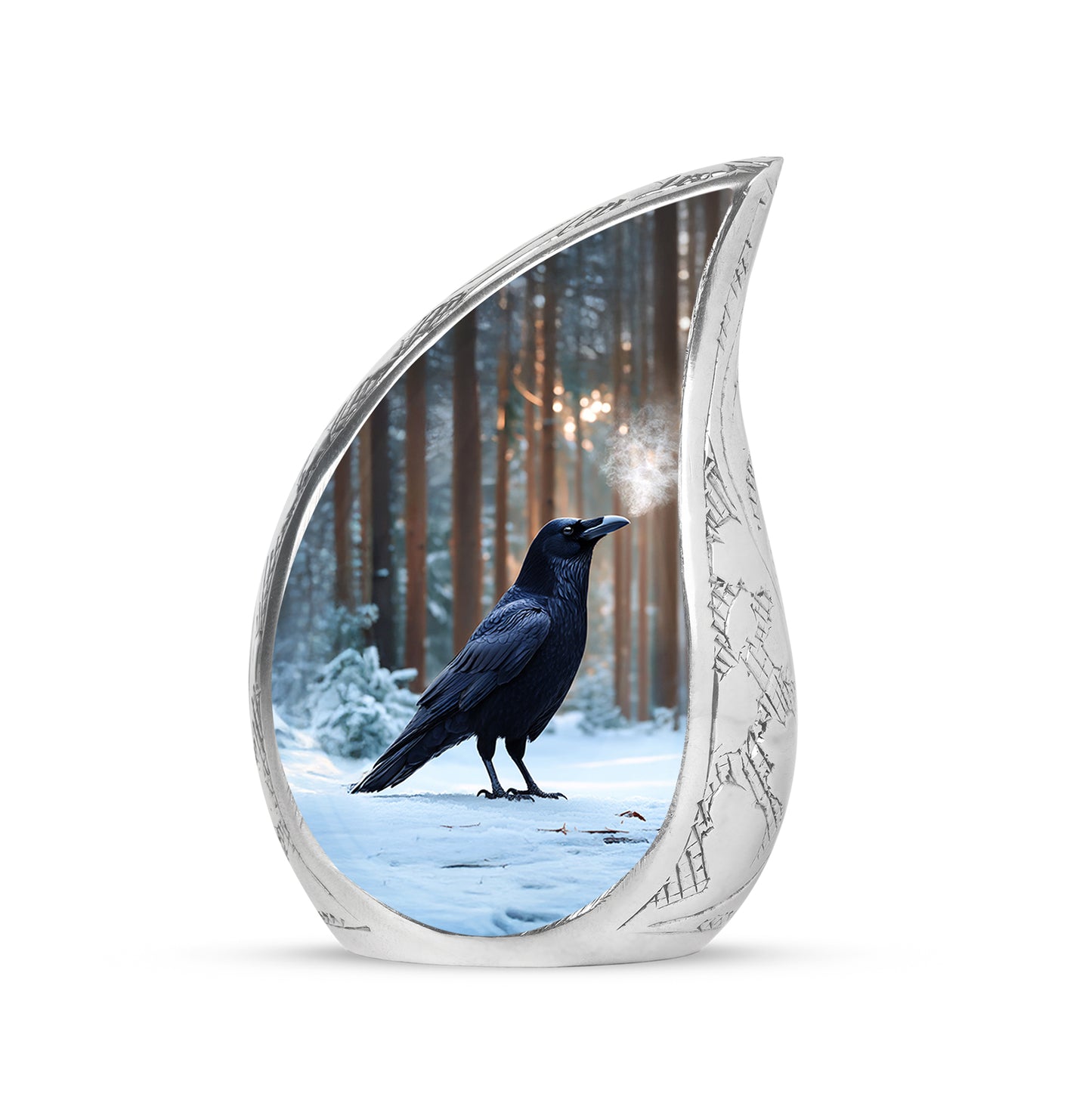 Divine Blue Crow Cremation Urn for Ashes - 10-inch, 200 cu in - Yatskia