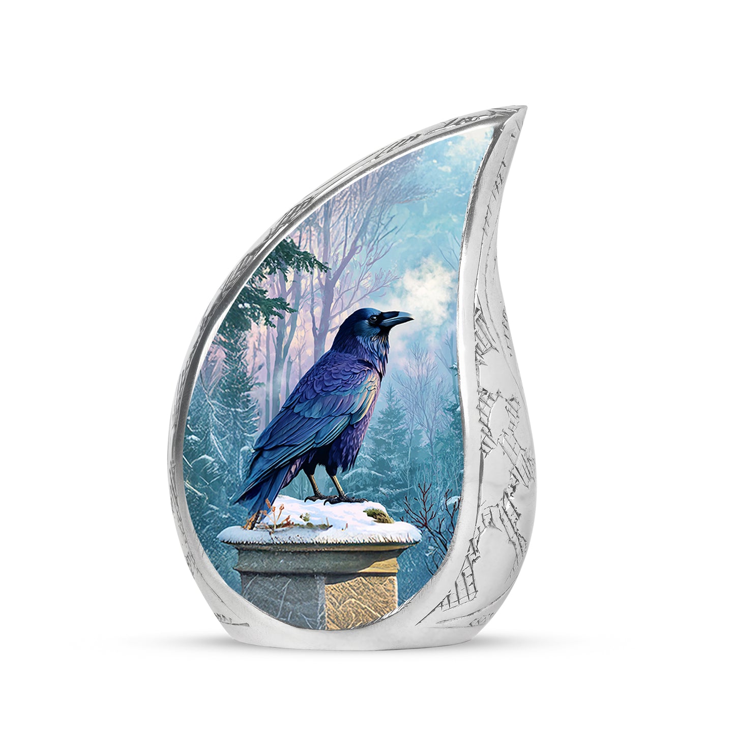 Personalized Crow Cremation Urns - Soothing Blue 10-inch, 200 cu in - Yatskia