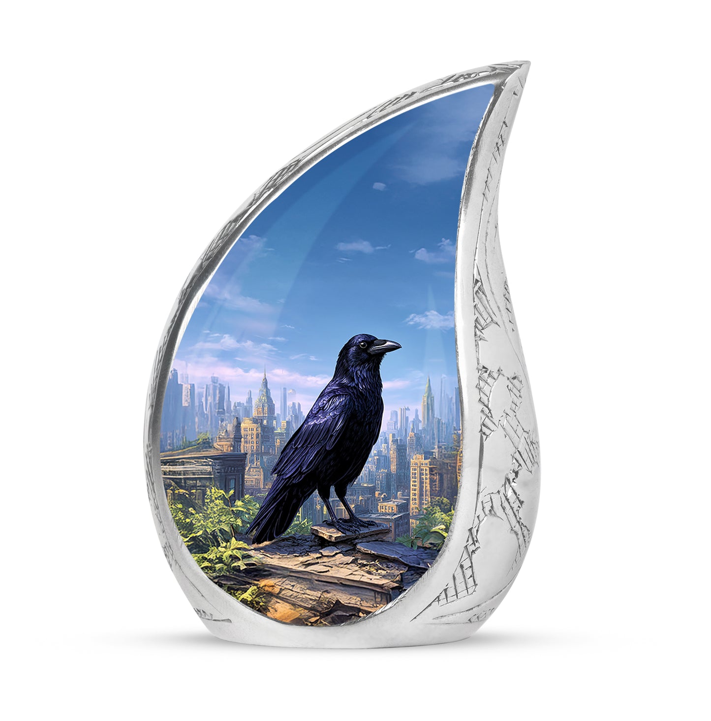 Personalized Crow Cremation Urns - Tranquil Blue 10-inch, 200 cu in - Yatskia