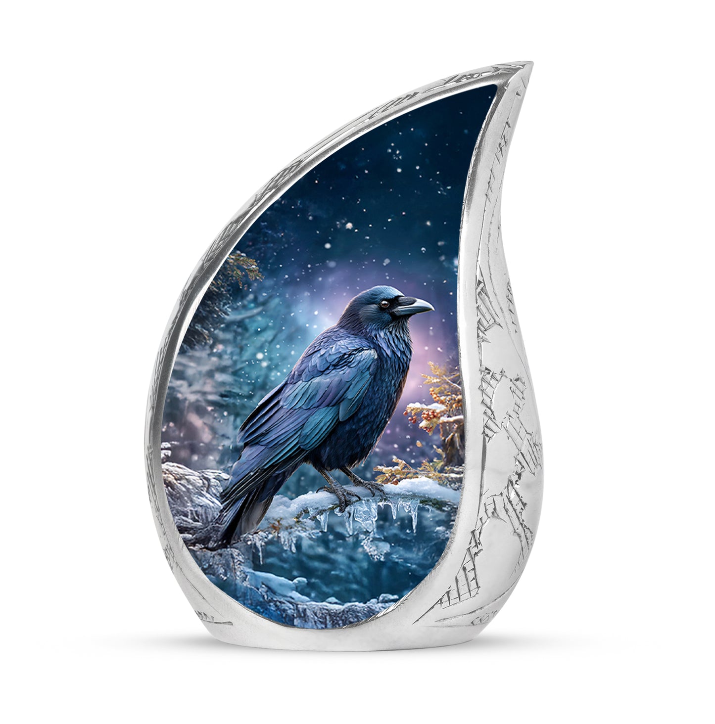 Personalized Crow Cremation Urns - Soothing Blue 10-inch, 200 cu in - Yatskia