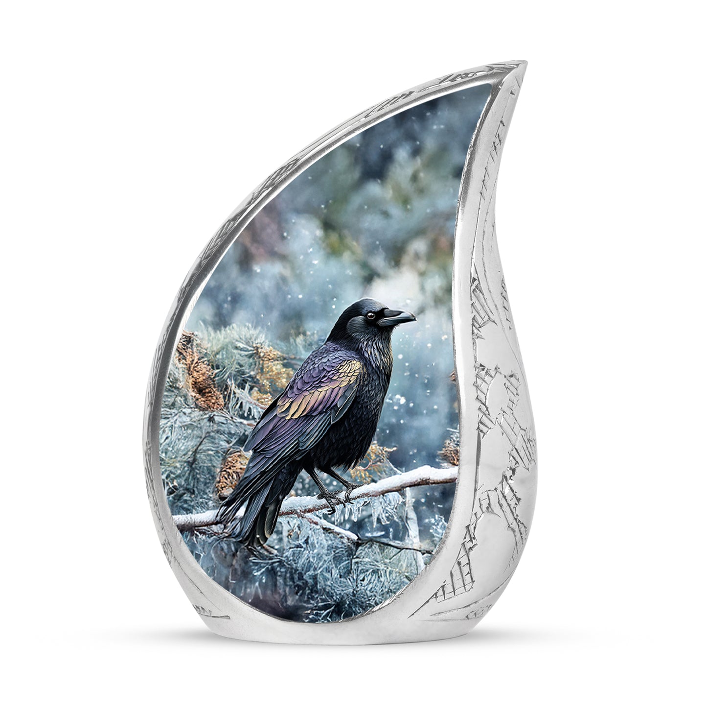 Hallowed Crow Cremation Urns for Human Ashes - Blue 10-inch - Yatskia