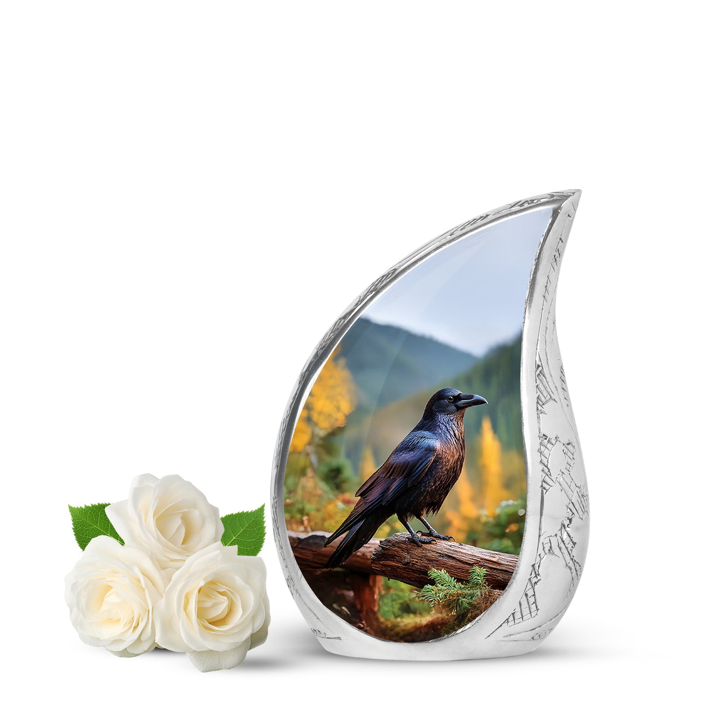 Illustrious Crow Memorial Cremation Urns - Blue 10-inch, 200 cu in - Yatskia