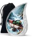 Train Large Cremation Urn for Adult Human Ashes - Men Urns For Human Ashes