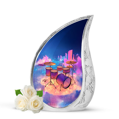 Personalized Blue Drums Cremation Urns for Ashes - Peaceful 10-inch - Yatskia