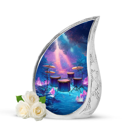 Personalized Drums Cremation Urns - Wondrous Blue 10-inch, 200 cu in - Yatskia