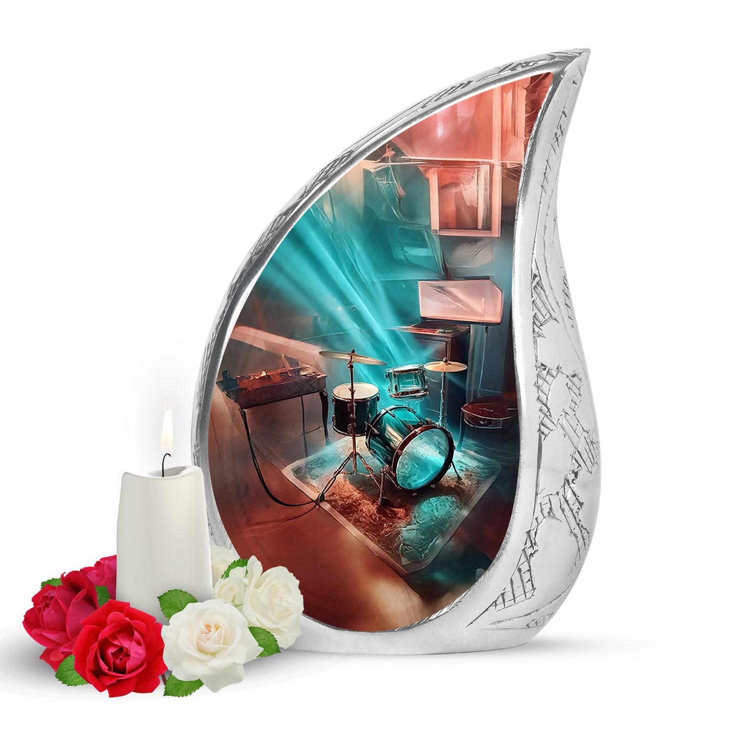 Regal Drums Memorial Cremation Urns - Teal 10-inch, 200 cu in - Yatskia