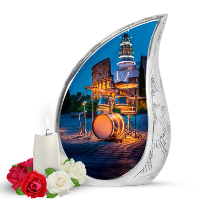 Harmonious Drums Cremation Urns for Human Ashes - Blue 10-inch - Yatskia