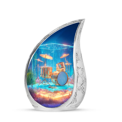 Blue Drums Cremation Urns - Opulent Memorial 10-inch, 200 cu in - Yatskia